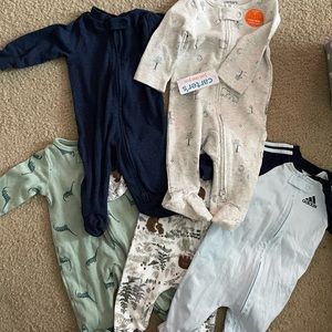 Baby boy size 3 month sleeper footie bundle